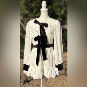 🦋 ASOS Luxe White and Black Dress with Velvet Bow Details